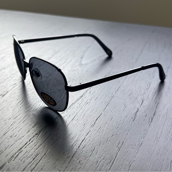 NWT Fossil 57mm Black Aviator Sunglasses - Picture 2 of 4